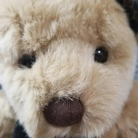 {Fossil} Plush Tan Bear w/ Black Felt Scarf & Fossil Print on Ears, Feet - Picture 3 of 9